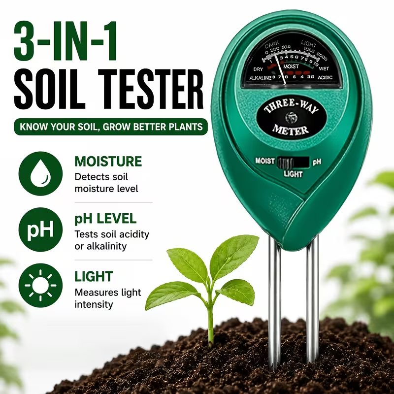 Soil Ph Meter - Testeur de sol 3-en-1 (humidité, pH