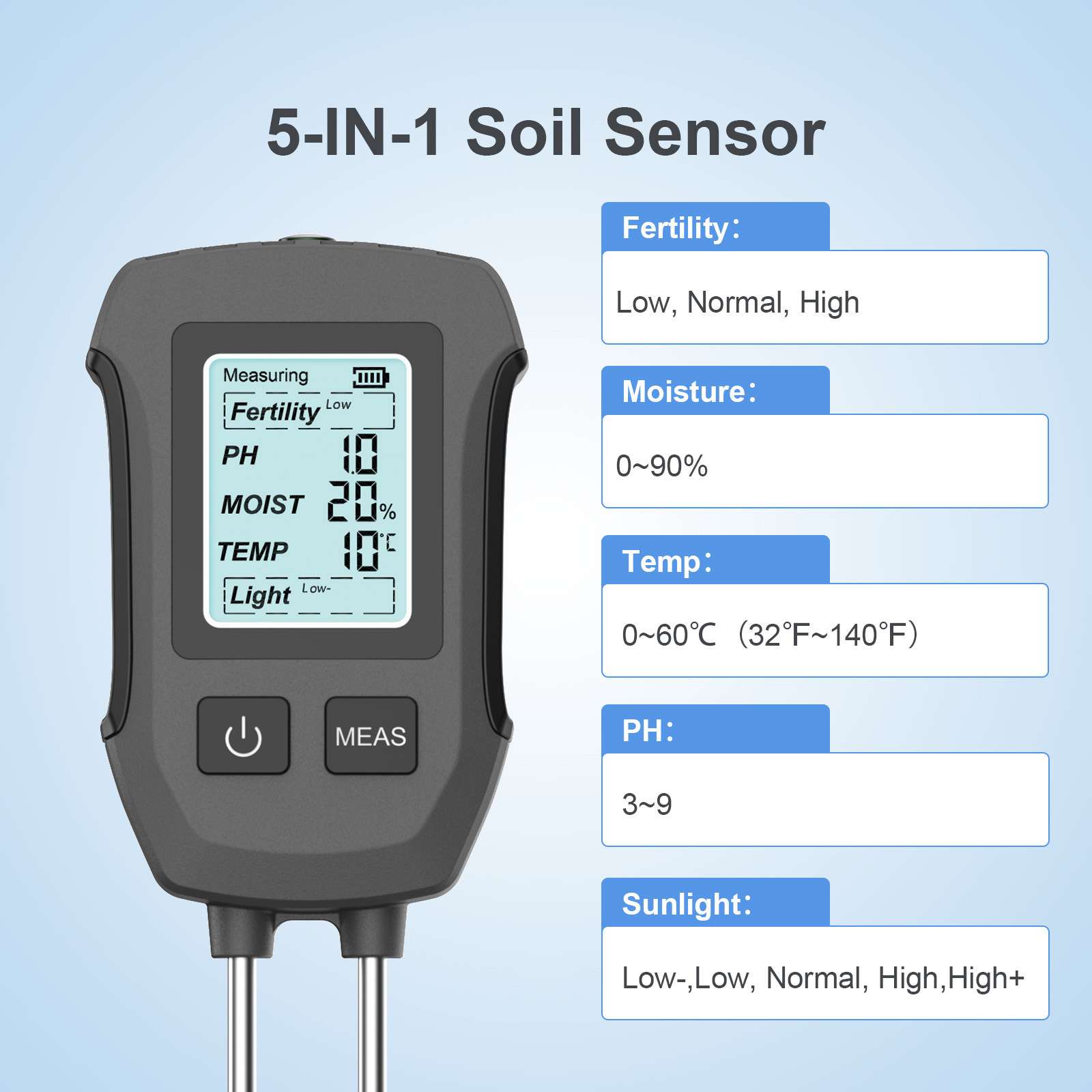 Détecteur de sol 5-en-1 avec é - Soil Ph Meter avis et prix